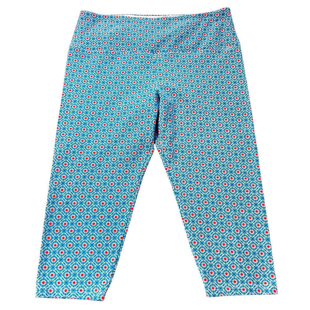 Intro Love The Fit Capri‎ Leggings Tummy Control Pull On Yoga Pants PXL Blue Red